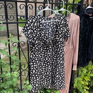 Floral Black and White Dress